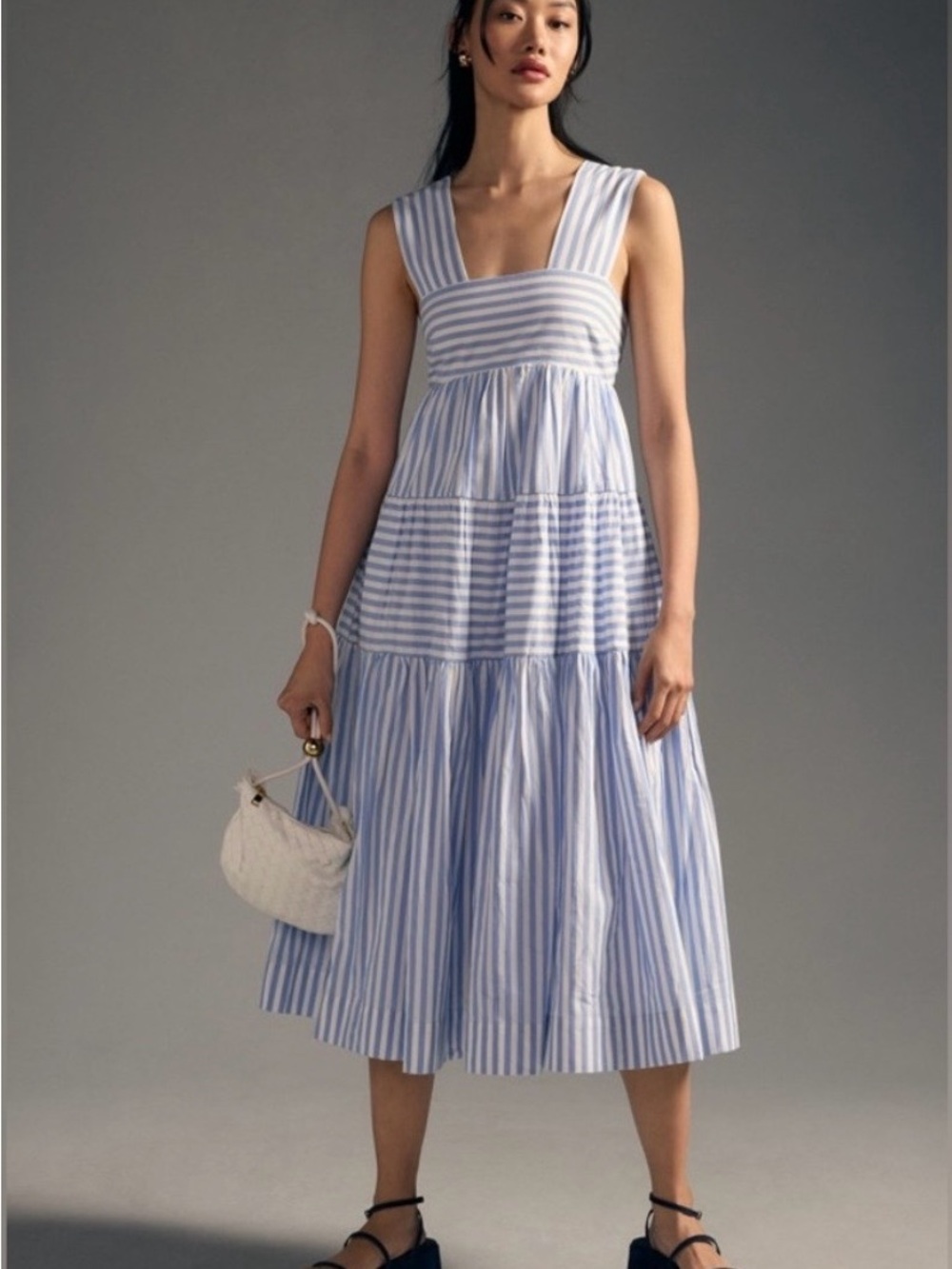 ✨Anthropologie (EUC) Helena Square-Neck Tiered Midi Dress Size XS✨